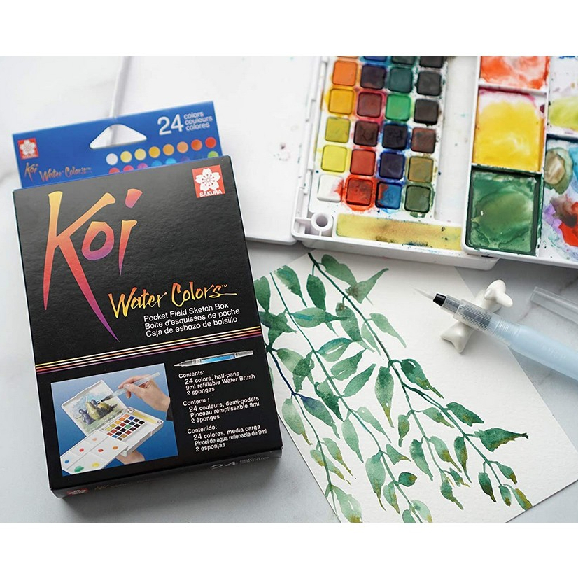 [MURAH] Koi Watercolor 24 Cat Air Palette Sakura Koi Watercolor 24 Pocket Field Sketch Box