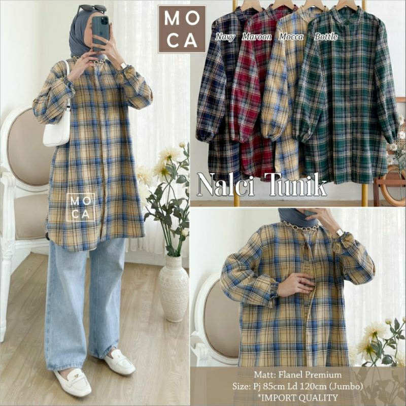 Nalci tunik/atasan wanita/flanel/ootd/outfit/bisa cod by.mocca