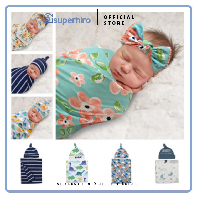 BEDONG BAYI BABY WRAP HOODIE SWADDLE SELIMUT KATUN DENGAN TOPI