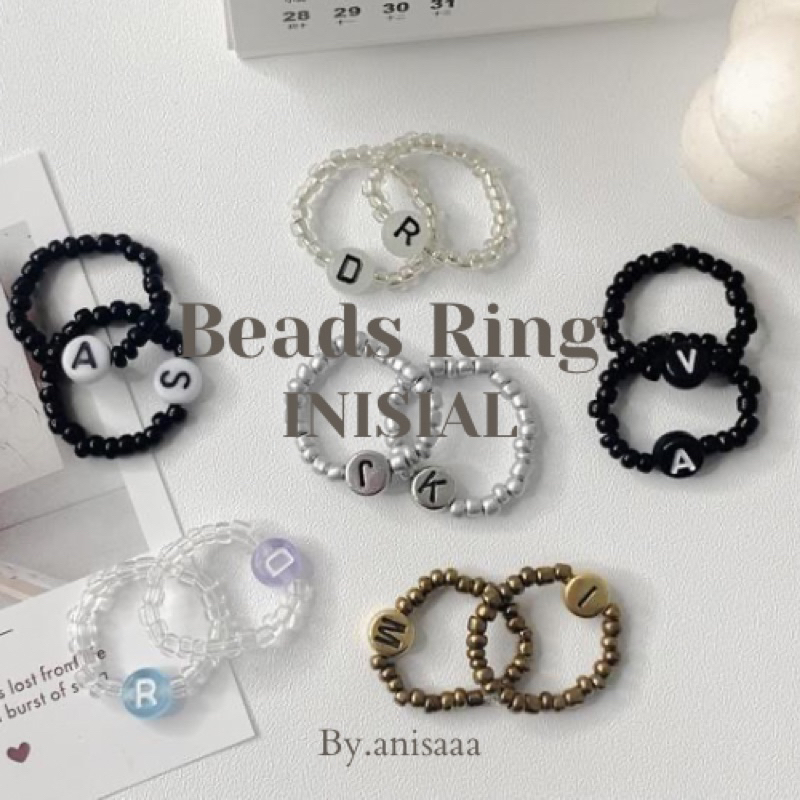 BEADS RING INISIAL | Cincin manik