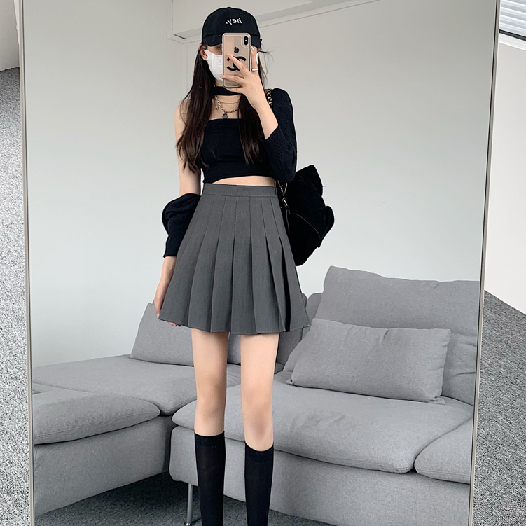 Mini Rok Pendek Wanita Lipit Polos Korea Oversize Mini Skirt