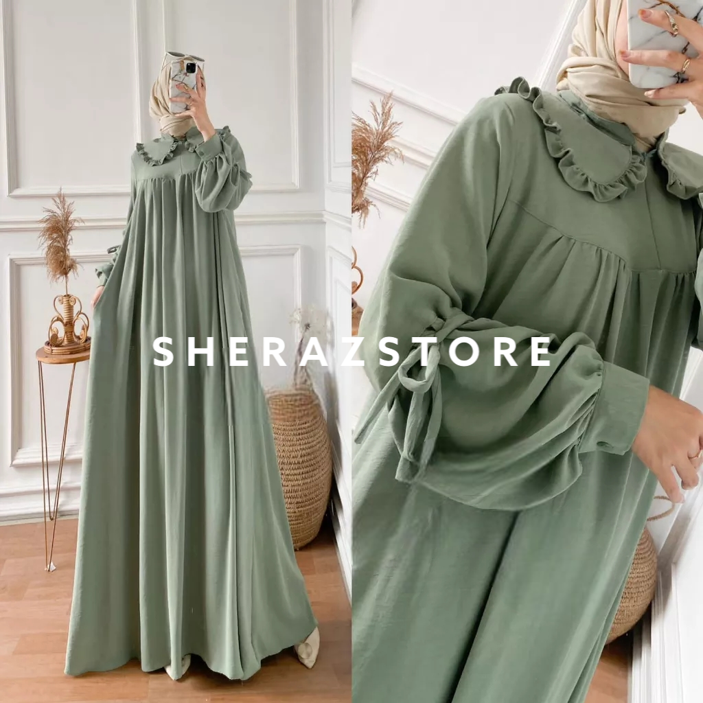 ERINA MAXI S M L XL XXL XXXL 5L Gamis Dress Crinkle Airflow Polos Wanita Jumbo Ld 120 130 140 Terbaru 2023