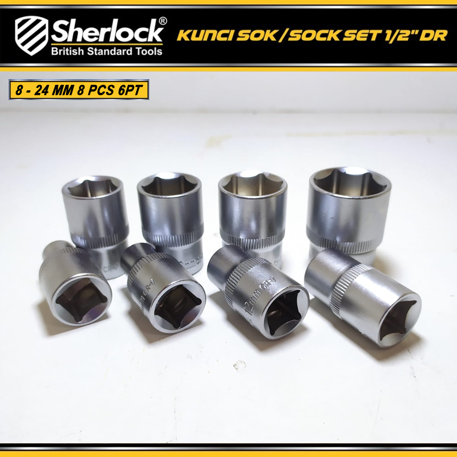 Kunci Shock Set 8 pcs Original Sherlock Sok/Sock Set 8-24 mm 1/2 inch 6PT