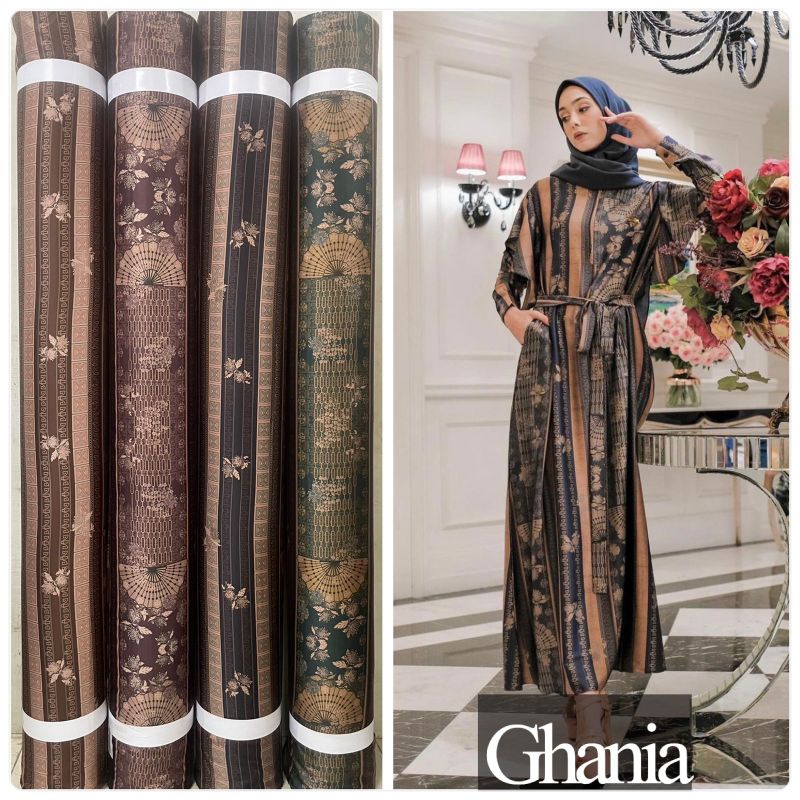 Kain Meteran Bahan Silk Motif Ghania|Kain Meteran Murah|Dasar Kain|Seragaman Keluarga|Dasar Motif|Da