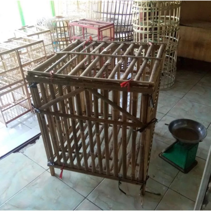 Instant kandang ayam 70 x 80 cm Persegi bambu bongkar pasang sangkar ayam kotak lipat
