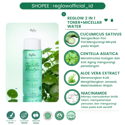 Reglow 2pcs Set Night Cream + Toner Micellarwater dr Shindy Skincare Ori Official Store