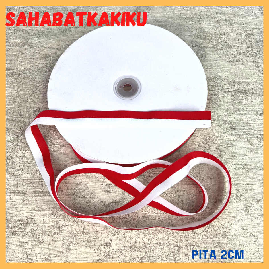 

[5Metter] Pita Merah Putih 2CM / Pita Hiasan / Pita Merah Putih Indonesia