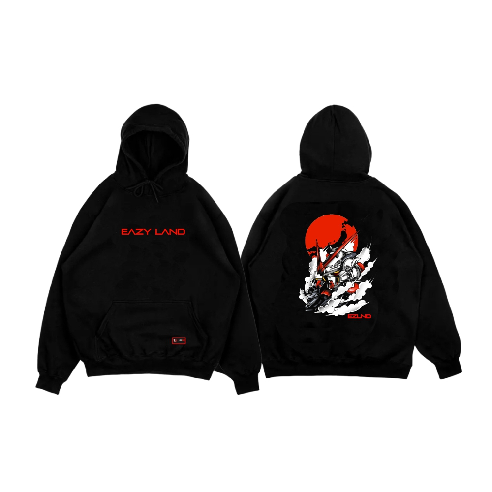 EAZY LAND Jaket Sweater Hoodie Pria Motif Sablon Anime Depan Belakang