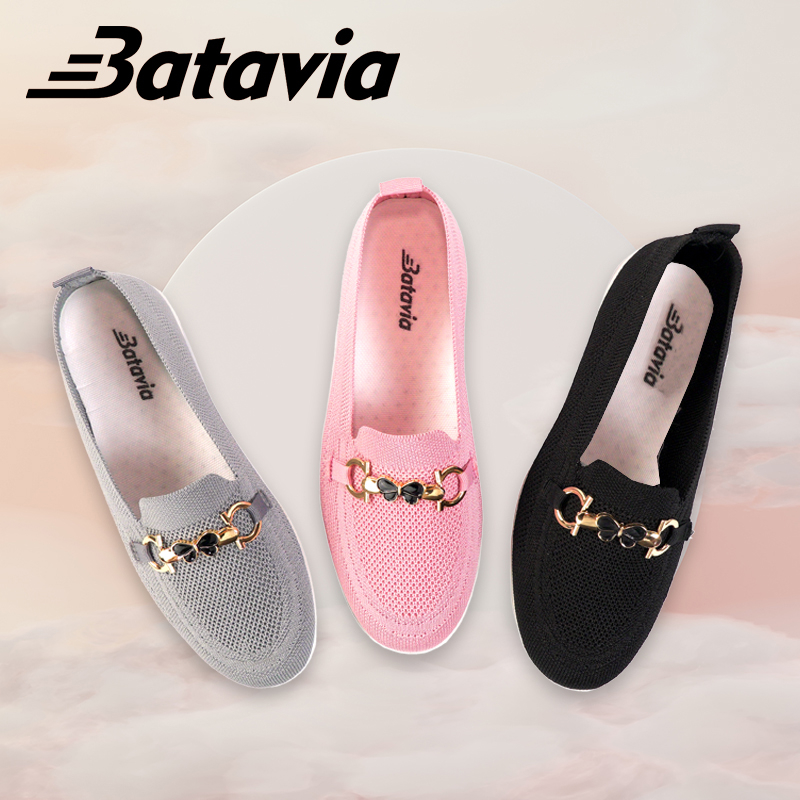 Batavia GROSIR sepatu kanvas wanita rajut sepatu wanita  sepatu tanpa tali hitam  sepatu flat rajut A6