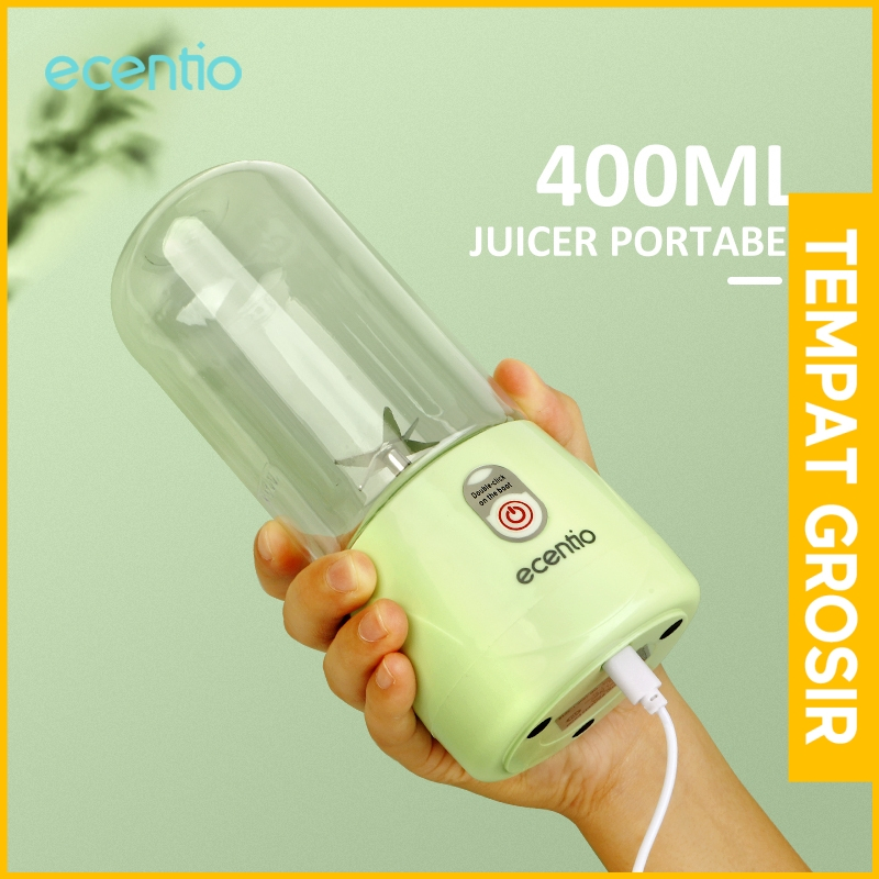 ecentio 6 Mata Pisau 410ml Portable Blender Hijau Juicer Jus Blander/Blender Mini USB Rechargeable