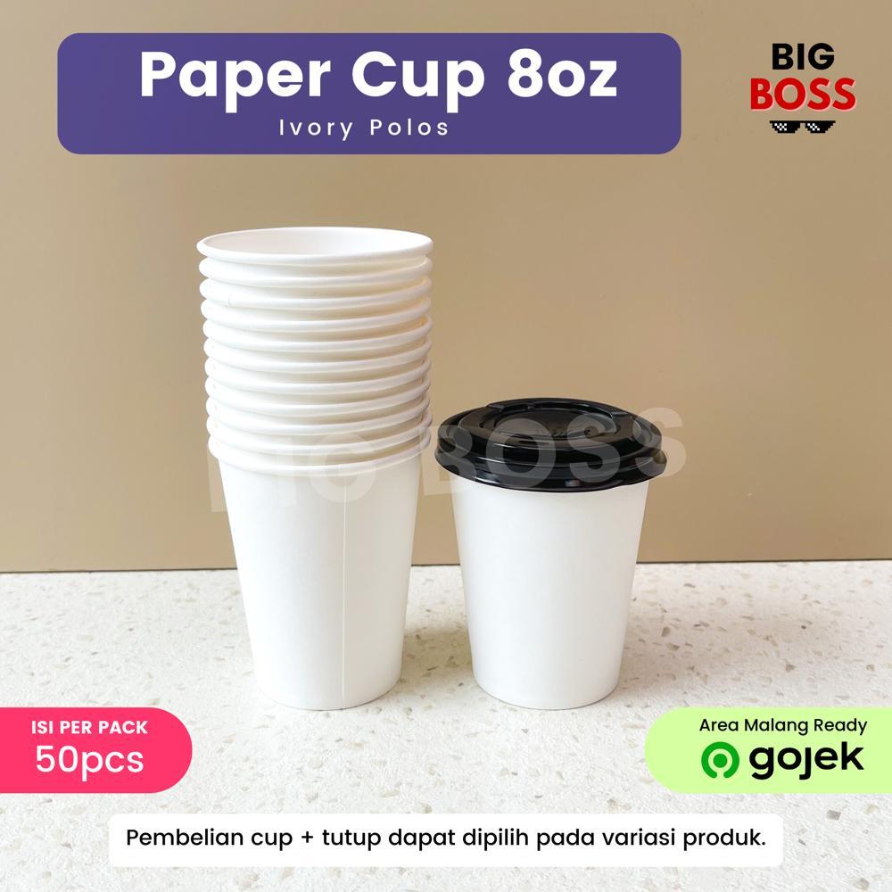 [ISI 50PCS] Paper Cup 8 Oz (240ml) / Gelas Kertas Kopi Teh Polos Motif Tahan Panas / Hot Paper Cup Kraft