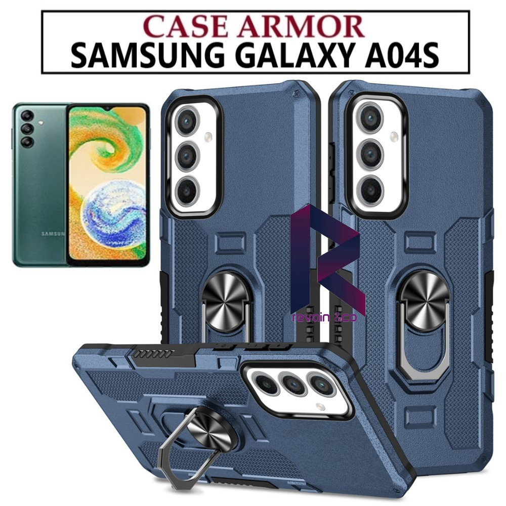 Case Armor SAMSUNG A04S Iring Cincin Magnetic Kesing Hp Protect kamera Premium Hard Case Standing Robot Pelindung Kamera