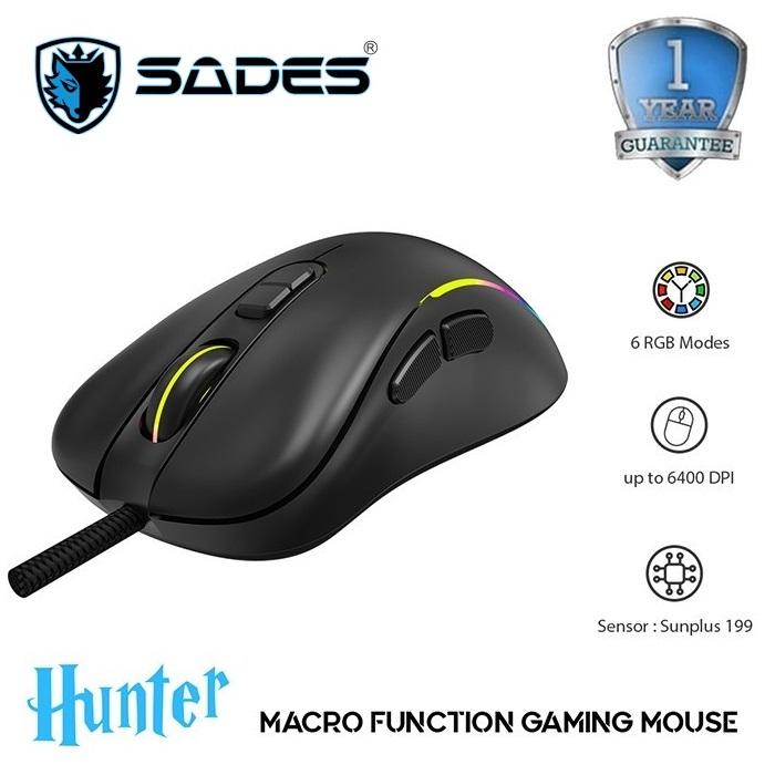 Mouse Gaming Macro Sades Hunter S9