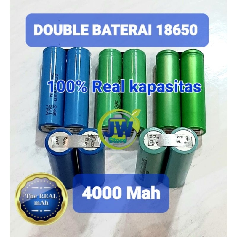 Baterai double 18650 3.7 Volt Real kapasitas 4000Mah (copotan)