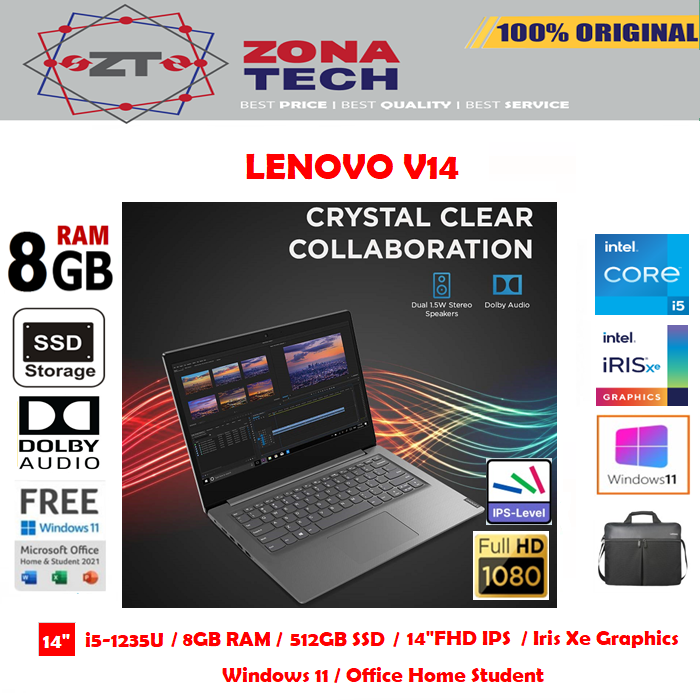 LENOVO V14 - i5-1235U 8GB 512GB SSD 14&quot;FHD IPS W11 OHS
