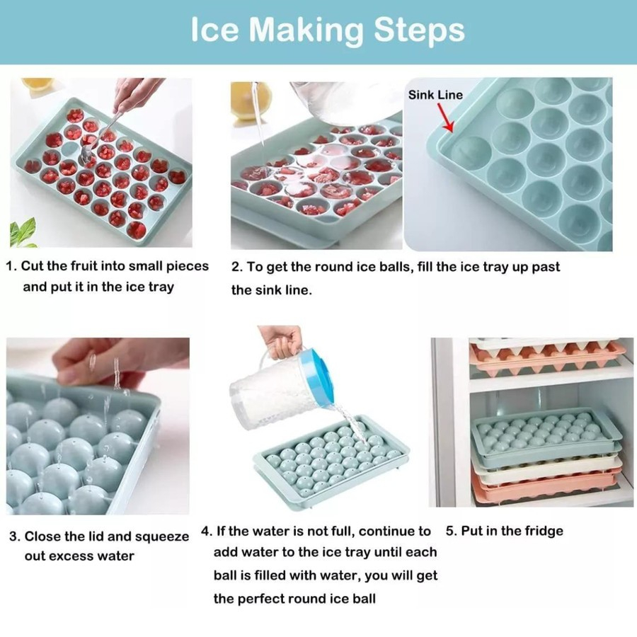 CE20-Cetakan Es Batu 20 butir Dengan Wadah Ice Cube Maker