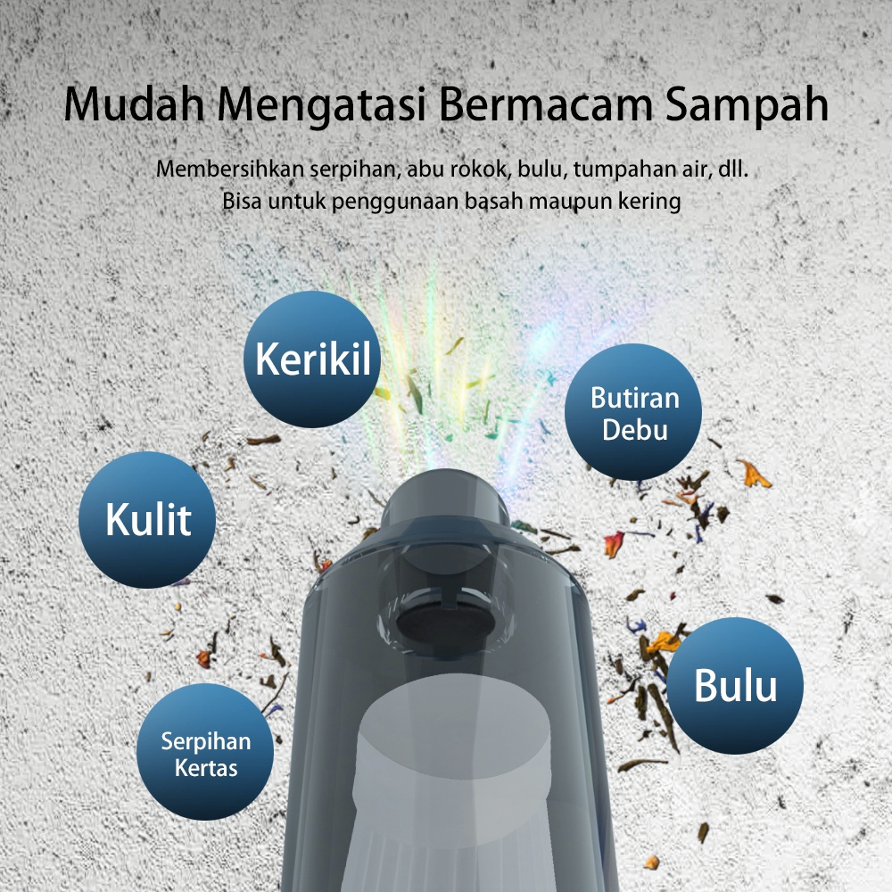 YUN Mall Mini Portable Vacuum Cleaner Wireless Vakuum Penghisap Debu Mobil Meja Rumah