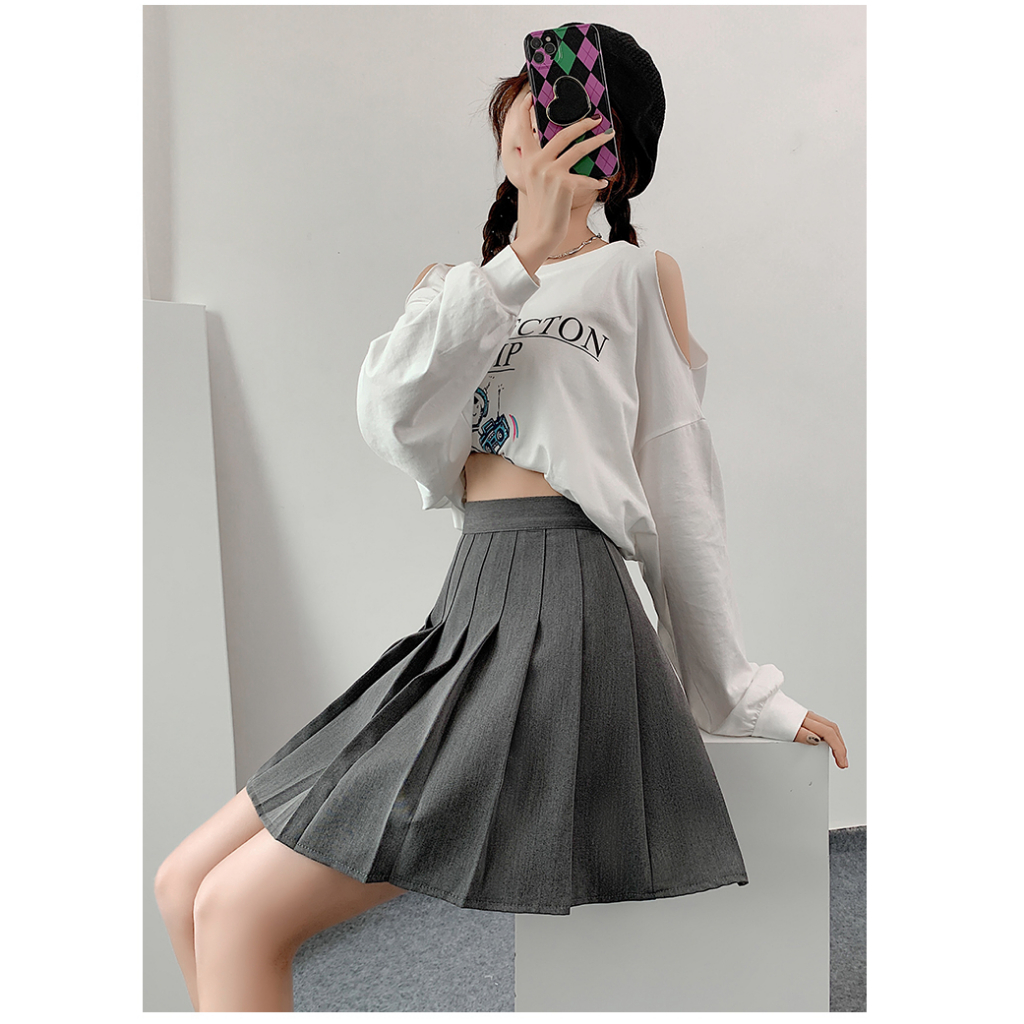 Mini Skirt Wanita Hitam Korean Rok Span Pendek Lipit Casual Skirt