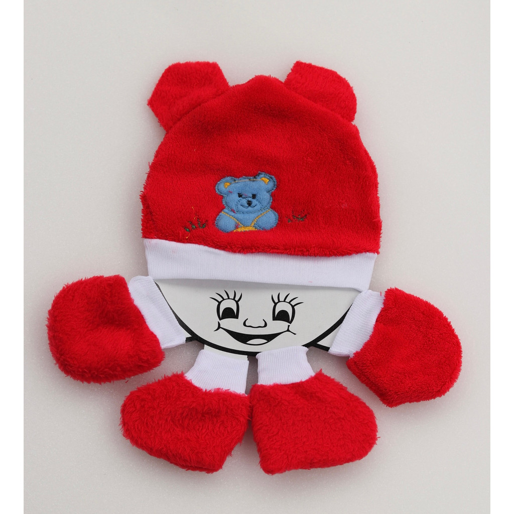 set topi sartaki bayi fleece tebal lembut murah