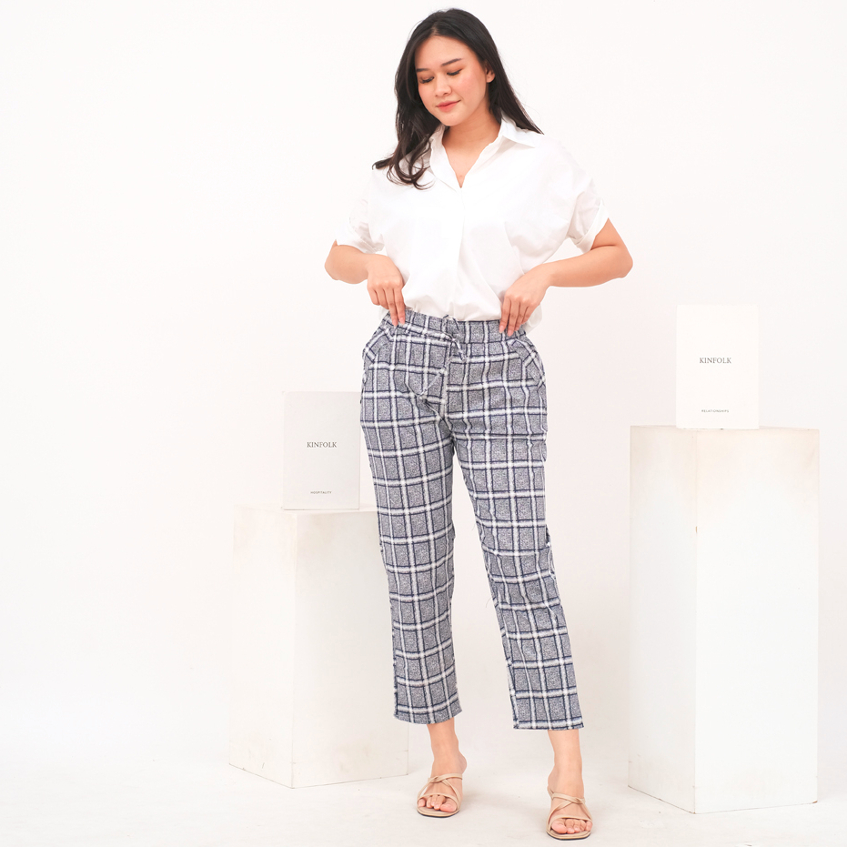 NHM TARTAN PANTS JUMBO - Celana Panjang Wanita Jumbo