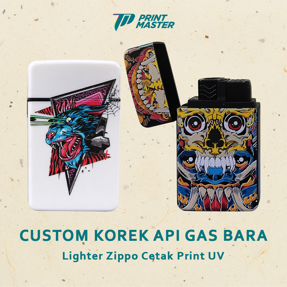 Custom Korek Api Gas Bara / Lighter Zippo Cetak Print UV