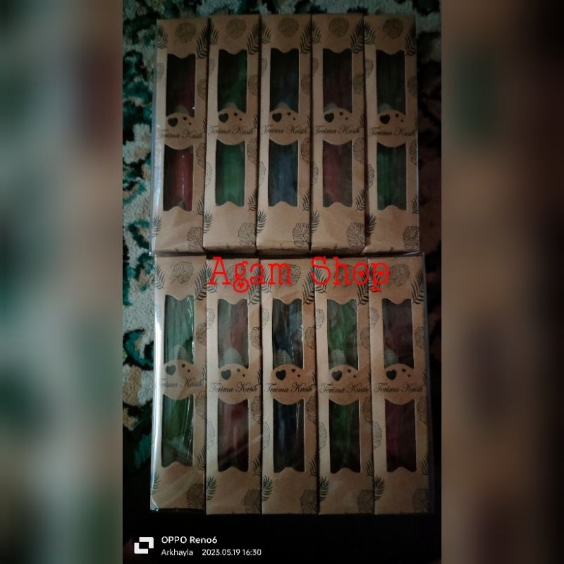 souvenir pisau buah besar kemas box coklat isi 25 pcs