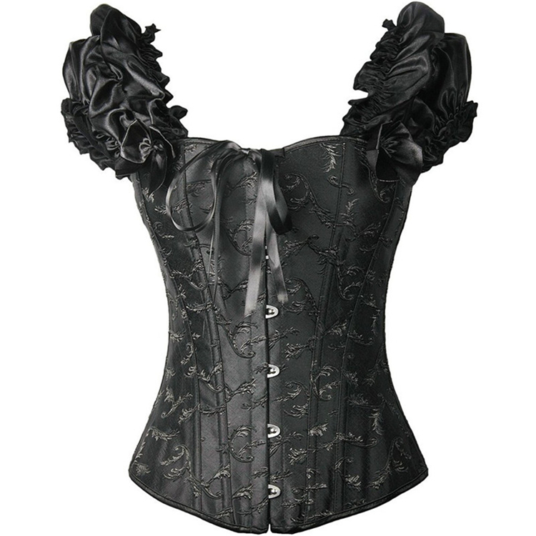 [ GOTH ] Women Floral Corsets Sexy Vintage Lace Up / Korset Bunga Wanita Seksi Bertali Antik 8000 (M-XXL)