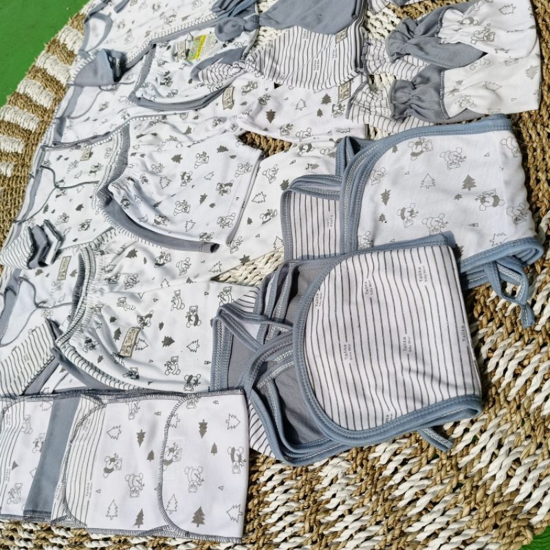 51 PCS Perlengkapan Bayi Baru Lahir Paket Brojol Baby Newborn komplit Paket Lengkap Baju Bayi Seri Abu talitababywear