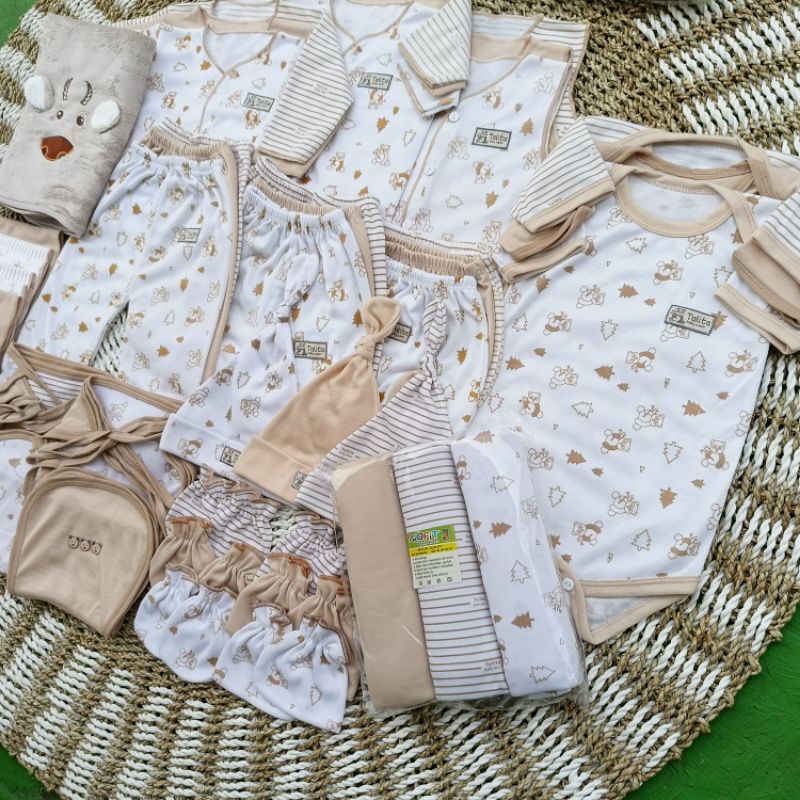 51 PCS Perlengkapan Bayi Baru Lahir/Paket Baju Bayi Seri Coklat Komplit Paket Brojol Baby Newborn talitababywear