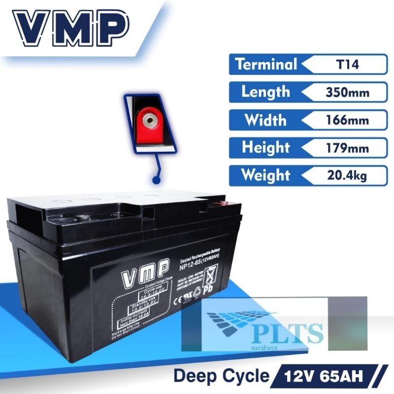 Aki Vrla VMP 12v 65ah deepcycle batre
