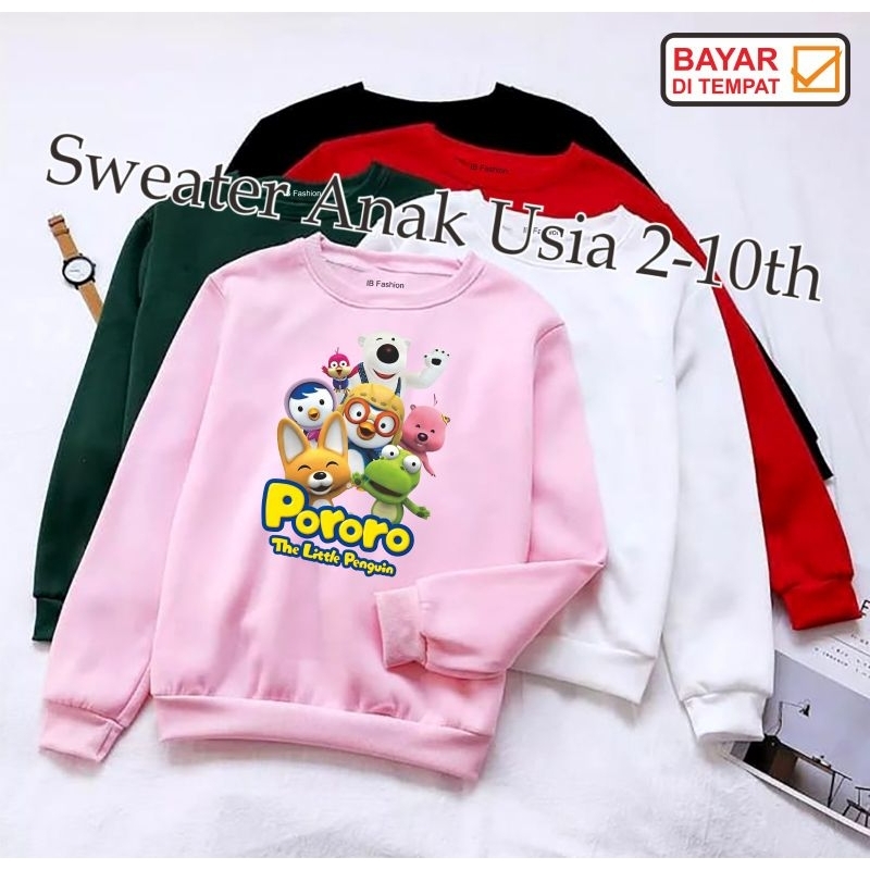 ((IB))SWEATER ANAK2 UNISEX/PORORO DIGITAL SABLON