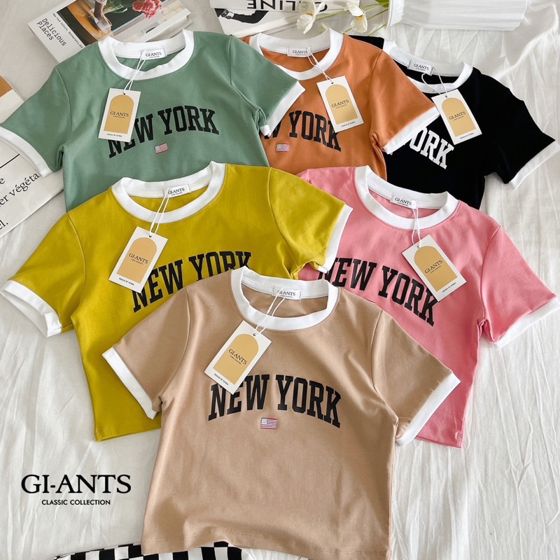 ATASAN GIANTS BASIC MODEL CROP TULISAN NEWYORK LIST KAOS IMPORT BANGKOK (BJGB515)