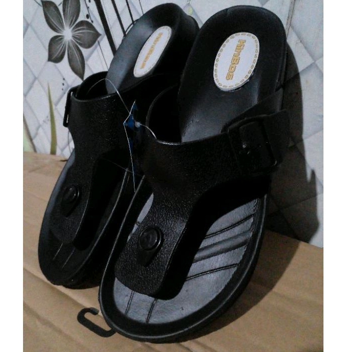 KINGBOS 516= Sandal karet jepit pria dewasa hitam polos size 39- 44