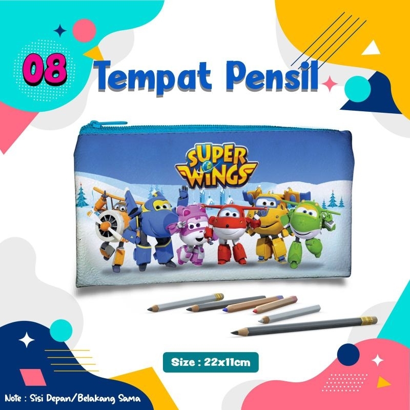 

Tempat Pensil Animasi Robot Super Wings/Pouch Alat Tulis Custom Nama Foto Souvenir Kado Hadiah Wadah Kostak Kotak Dompet