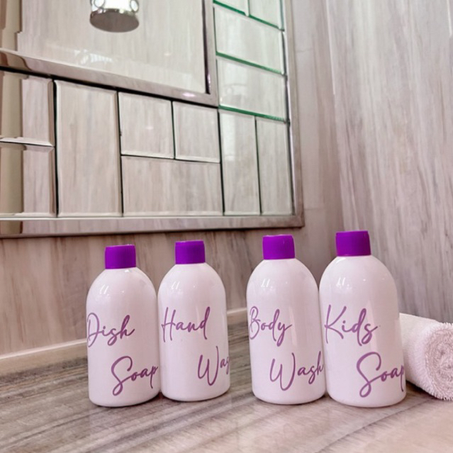 botol NEW PUTIH LILAC 250ml . aesthetic bottle refill organizer tempat sabun cair estetik dispenser soap warna ungu