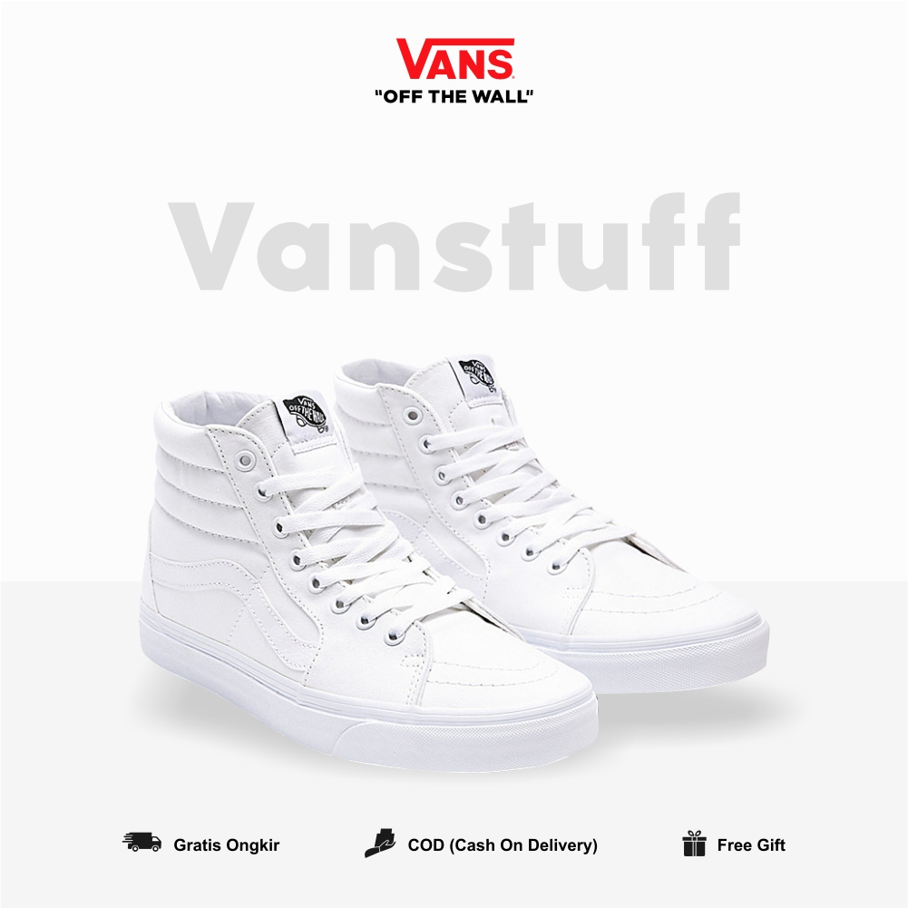 Vans Classic SK8 Hi True White Pria Wanita Original 100% BNIBWT Ori Authentic High Ori Global Market Authentic