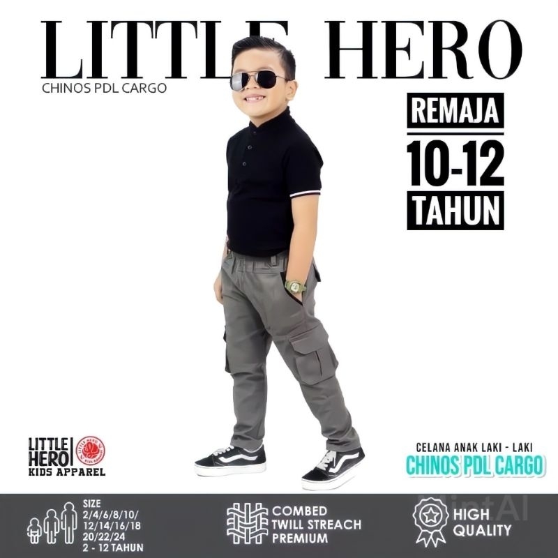 ( 10 - 12 Tahun ) Celana Chino Cargo Pdl Panjang Anak Laki-laki Remaja Tanggung Little Hero Chinos PDL 10 11 12 13 Tahun