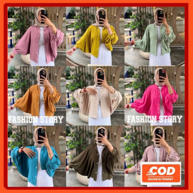 Kemeja Crop Oversize Wanita Lengan Panjang Cringkle Airflow/Kemeja Crop Crinkle Oversize/Blouse Crop