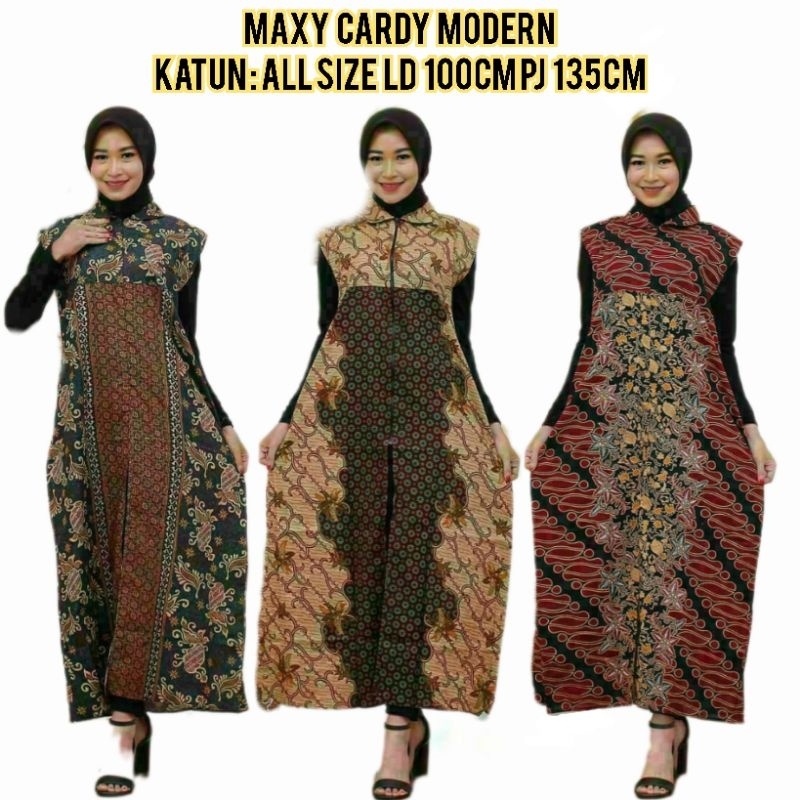 Maxi Cardi Batik Wanita Modern / Outer Batik Panjang Terbaru / Long cardi Batik Panjang / Baju Rompi