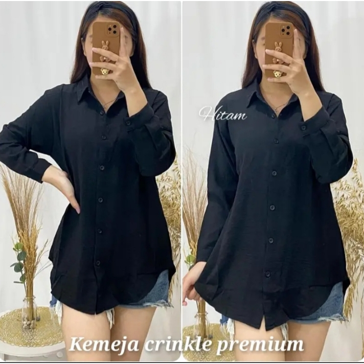 KEMEJA WANITA CRINKLE ATASAN PANJANG MOTIF POLOS WANITA // BAJU WANITA BLOUSE // KEMEJA TRAVELING // KEMEJA WANITA TERBARU