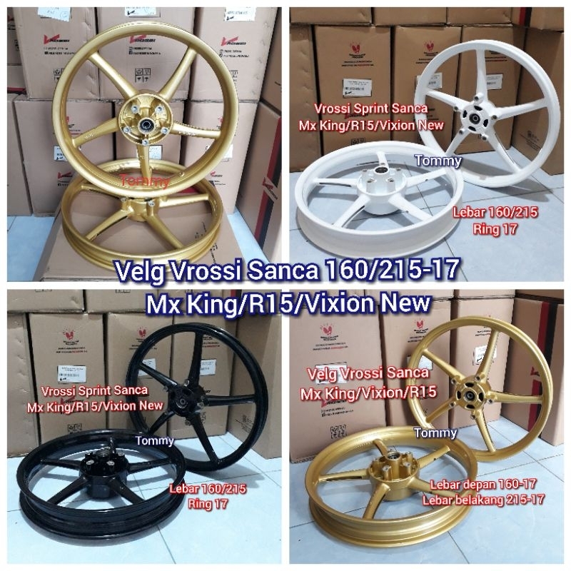 Velg Rossi Sanca MX King Vixion New R15 Old v1 v2 Pelek Vrossi Mx King palang 5 Lebar 160 215 inci