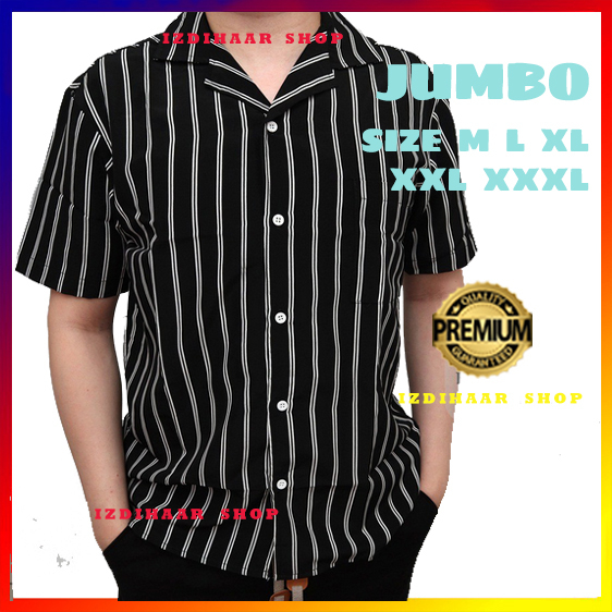 KEMEJA SALUR PRIA STRIPE LENGAN PENDEK COWOK 4559 / KEMEJA SALUR PRIA JUMBO BIG SIZE XXL