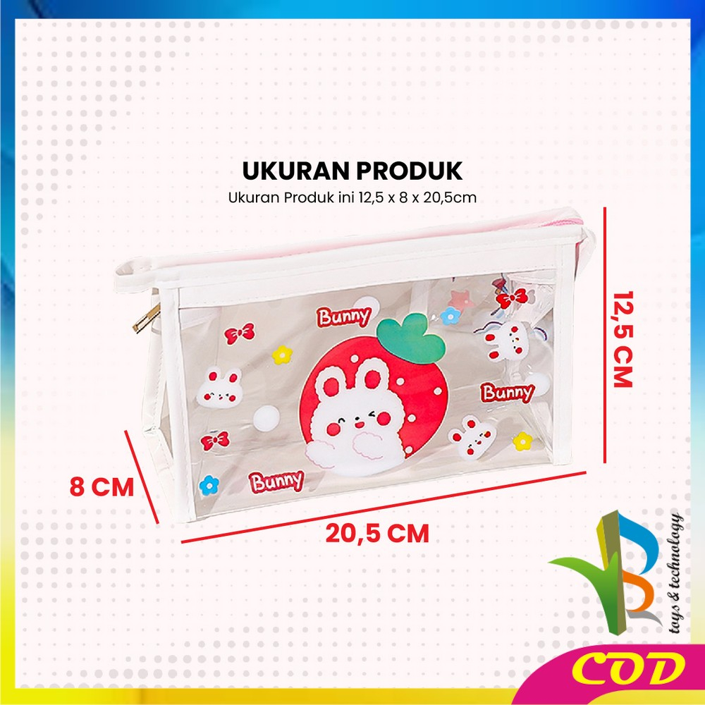 RB-A60 Tempat Pensil Transparan Motif Kartun Tas Pouch Kosmetik / Tas Kosmetik Travel Multifungsi Ala Korea Pouch Serbaguna