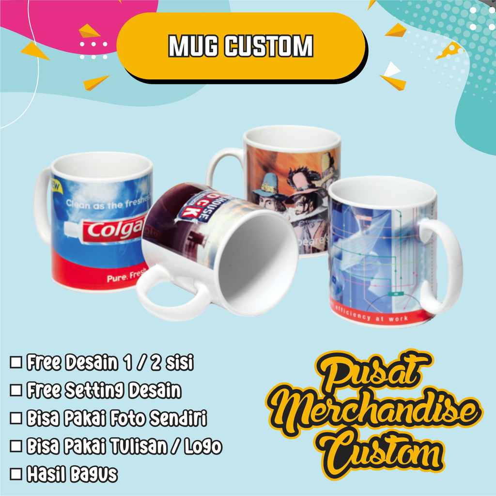 Mug custom / Mug Bisa Gambar Tulisan / Souvenir Gelas Custom / Mug gelas unik Termurah