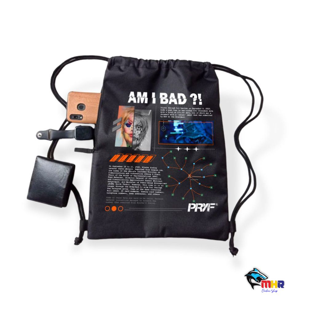 Tas Serut Hitam Premium Aesthetic Tas Selempang Pria Wanita