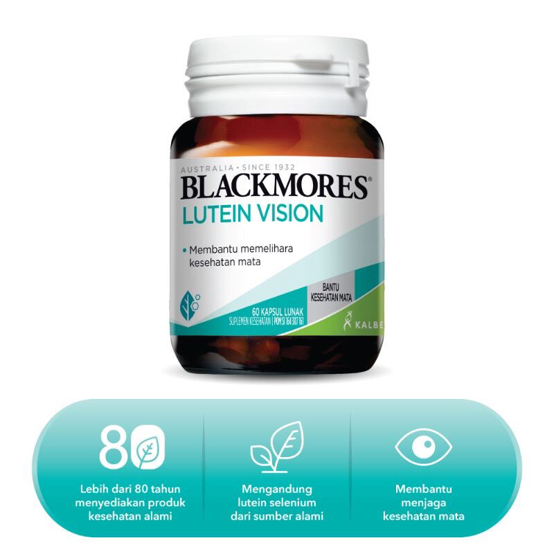Blackmores Vision support BPOM Kalbe 30 kapsul (kemasan baru dari Lutein Vision)