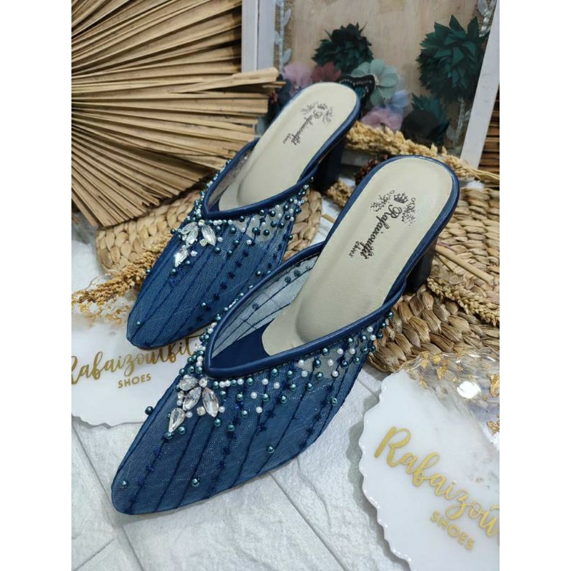 Sepatu wedding cantik Yohana navy 7cm tahu