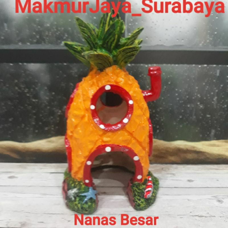 Hiasan aquarium/rumah nanas/spongbop/ tinggi -+ 20cm