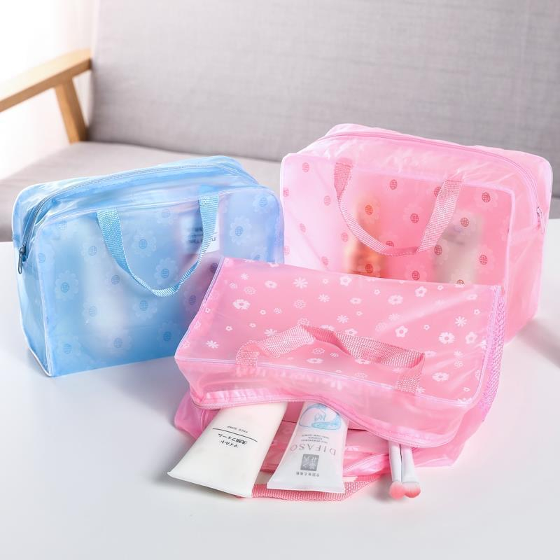 TASBLUE Tas Kosmetik Portable Model Transparan Bahan Plastik untuk Travel Anti Air T05 Mencuci tas penyimpanan / tas kosmetik // mencuci tas travel organizer makeup transparan // tas cuci portabel kecil tahan air