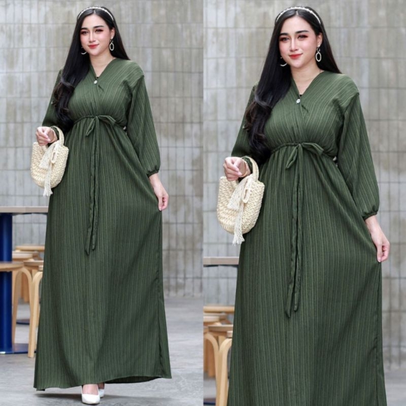 Viona Dress Dress baby crush kerut depan kancing depan dress busui